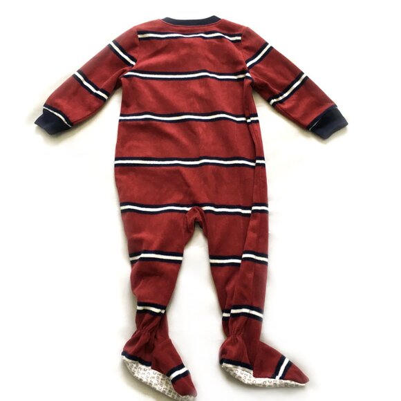 Carters Baby Boys Striped Tow Truck Footie Pajamas, 12 Months. - Picture 2 of 7
